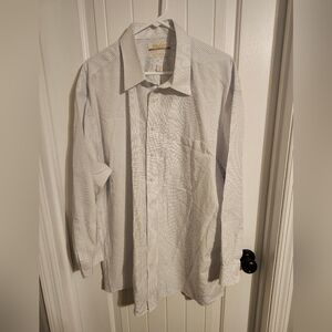 Roundtree & Yorke White Patterned Shirt With Blue